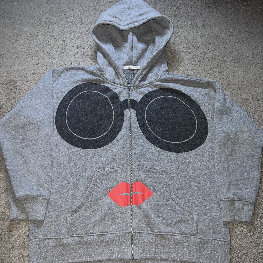 Alice and Olivia Stace Face Full Zip Up Jacket Size Medium Gray‎
